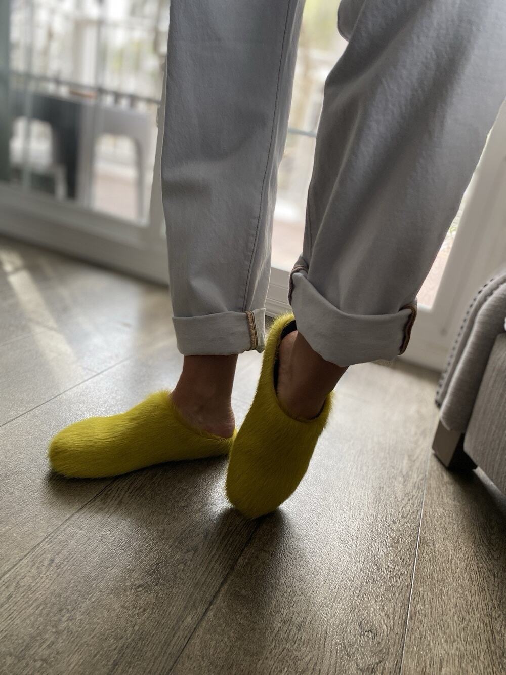 Marni Yellow Calf Hair Statement Slides – IT 41